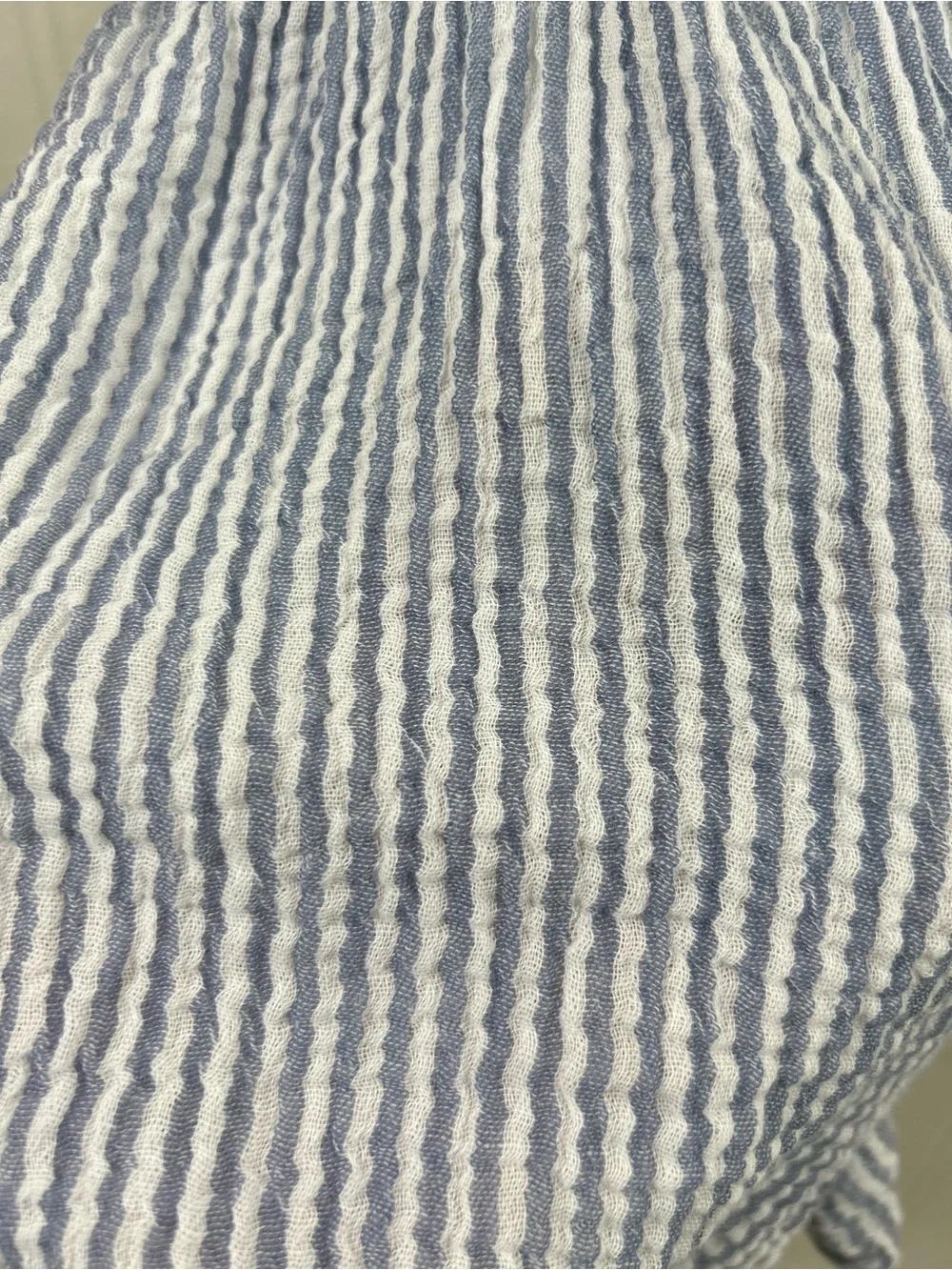 Gerber Light Blue & White Striped Seersucker Romper with Ruffle Straps